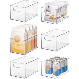 iDesign Stackable Clear Plastic Bin - Kitchen Organizers and Storage for Fridge and Pantry, 6-Pack