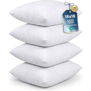 Utopia Bedding Throw Pillows (Set of 4, White) 18 x 18 Inches Down Alternative Pillows for Bed, Sofa, and Couch - Fluffy Decorative Stuffer Pillow for Indoors & Outdoors