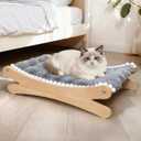 Plush Elevated Cat Bed - Cozy Raised Cat Hammock with Solid Wood Frame, Soft Furry Cushion for Indoor Cats & Small Dogs, Multi-Color Options(Grey)