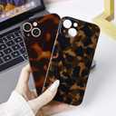 2 x XIQI Compatible with iPhone 13 Case, Retro Cool Trendy Leopard Pattern Brown Amber, Full Camera Protective, Soft TPU Slim Phone Case for Women Girls, Brown Leopard