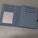 Small Wallet Women RFID Blocking Soft Leather Bifold Compact Card Holder Wallet for Women with Zipper Coin Pocket 4 ID Window (Blue)