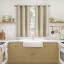 YoungsTex Beige Short Blackout Curtains 45 Inches Length for Window - Thermal Insulated with Grommet Room Darkening Drapes Privacy for Bedroom Kitchen Bathroom, 2 Panels, 42 x 45 Inch