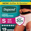 Depend Fresh Protection Adult Diapers, Incontinence & Postpartum Bladder Leak Underwear for Women, Disposable, Maximum, Small, Blush, 19 Count