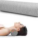 Cervical Neck Roll Pillow, Foam Round Bolster Pillow, Cylinder Pillows with Removable Washable Cover for Sleeping, Bed, Legs, Back, Yoga, Travel, Home, Office (Gray Style 1, 4inch H X 17inche L)