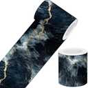 IVN Wallpaper Frame Peeling and pasting Wall Black Gold Marble Texture Pattern Decoration Wall Decoration self-Adhesive Frame Bedroom Kitchen Living Room Frame Decoration Strip 4x196 inches Pack of 2