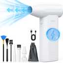 Compressed Air Duster kit-Blower-pc Duster Electric-130000RPM- Replace Compressed air can-Keyboard Clean-car Mini Snow Blowers-Car Dryer air Blower-Jet Fan-No air Canned dusters for Cleaning (White)