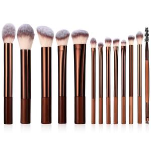 13 Pcs Brown Makeup Brushes Set Professional Makeup Brush Set Premium Synthetic Foundation Eye Shadows Blush Powder Concealers Make Up Brushes For Women (Coffee)