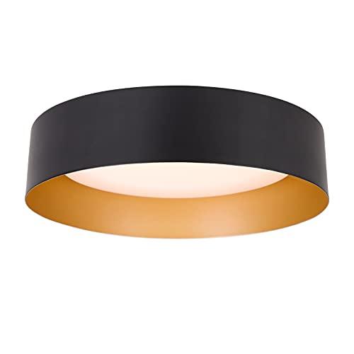 Bargeni Flush Mount Ceiling Light, 12.5 inch LED Ceiling Light Fixture,Matte Black with Gold Inside, 3000K/Warm White/18W(100w Equiv.), Dimmable Outdoor Lighting Fixtures Ceiling for Bedroom and Hallway
