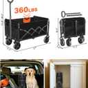 Wagons Carts Foldable, Collapsible Folding Wagon, Portable Folding Wagon Cart with Wheels, Outdoor Utility Carts for Groceries, Camping, Sports, Shopping, Black 27"D x 17.3"W x 46.5"H