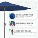 JEAREY 9FT Outdoor Patio Umbrella Outdoor Table Umbrella with Push Button Tilt and Crank, Market Umbrella 8 Sturdy Ribs UV Protection Waterproof for Garden, Deck, Backyard, Pool (Dark Blue)