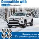 ECOTRIC 17" Hubcaps Wheel Covers Wheel Skins Compatible with 2013-2018 Toyota RAV4 LE, R17 Wheel Rim Cover, 5 Spoke, Silver/Black Plastic - Set of 4
