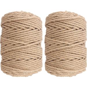 SHEUTSAN 2 Pack Jute Twine Rope, 1/4 Inch, 328 Ft Hemp Rope for DIY, Art, Home Decor