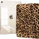 for iPad Air 11 Inch Case M4 (2026)/ M3 (2025)/ M2 (2024), iPad Air 10.9" 5th/4th Generation Case 2022/2020 with Pencil Holder, Slim Trifold Stand Clear Back Cover, Brown Cheetah