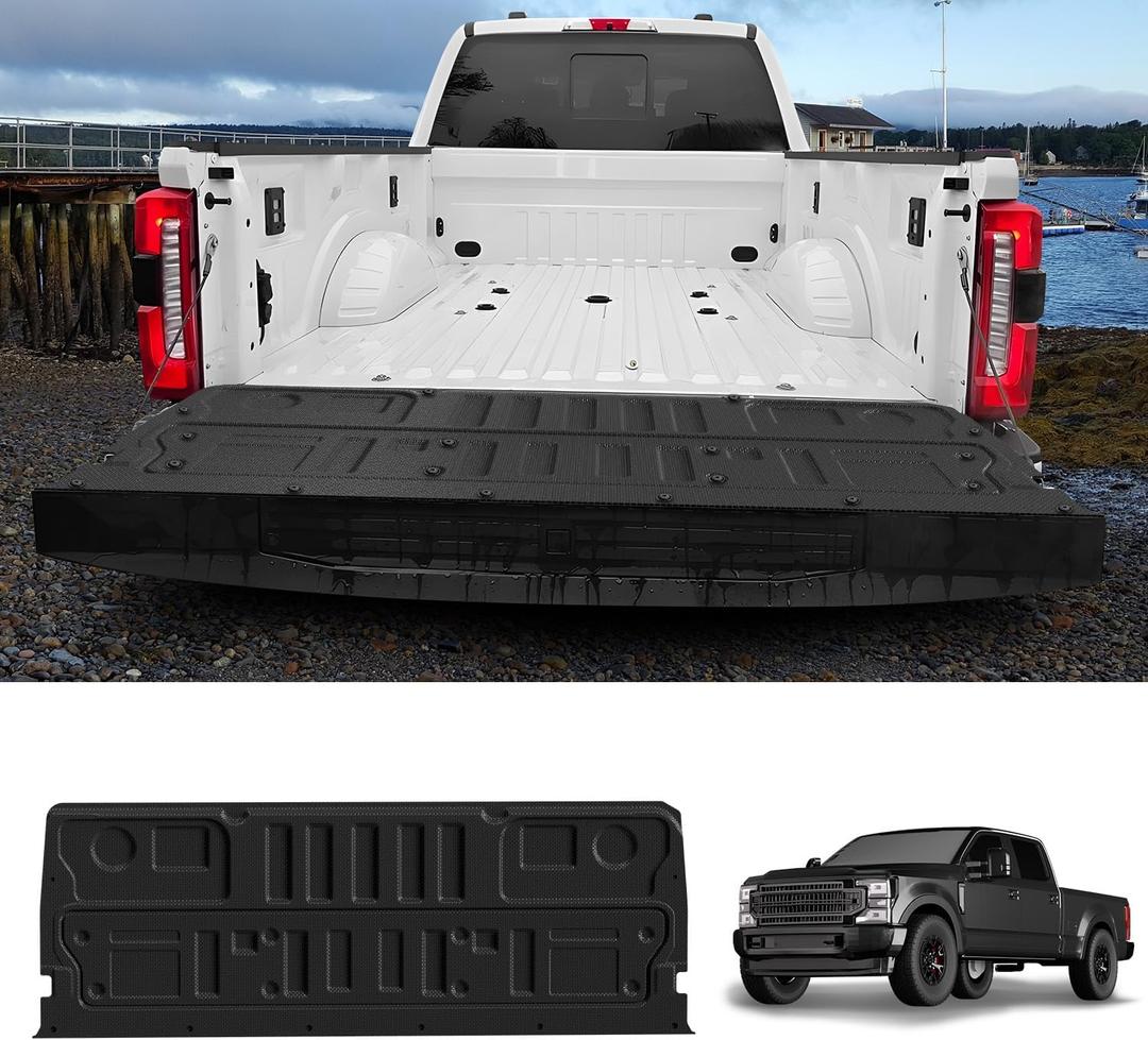LASFIT Truck Tailgate Mat for Ford Super Duty F250 F350 F450 2026 2025 2024 2023 Truck Bed (Not Fit Optional with Tailgate Step) All Weather Protector TPE Tailgate Liner,1pc Black