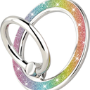 Ring Holder Compatible with Magsafe, Magnetic Cell Phone Glitter Bling Ring Stand Metal Kickstand for Phones and Cases- Glitter Gradient Rainbow
