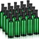 20 Pack 750 ml Green Empty Wine Bottles with Caps Bulk Plastic Champagne Wine Bottle Bordeaux-style Long Neck Liquor Coquito Bottles with Screw and Seals for Drinking