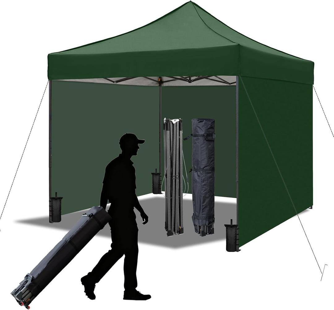 10x10 Durable Pop Up Canopy Tent with Sidewalls, Waterproof Attachable Tent Wall, Privacy Shade for Outdoor Events, Camping, Farmers Market