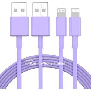 2pack 10ft iPhone Charger, [Apple MFi Certified] Long iPhone Charger Cord 10 ft, Apple Lightning to USB Cable, 10 Foot Fast Charging Cords for iPhone Charger 14/13/12/11/13 Pro/13 Max/X/XS/XR,Purple