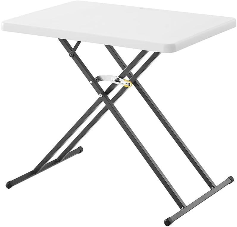 26 Inch Height-Adjustable TV Tray Table - Multi-Purpose Portable Dinner Table, No Assembly, Easy Fold Storage (White)
