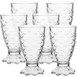 6 Pack Cocktail Glasses, Unique Mermaid Glass Decorative Cup Drinking Glasses Suitable for Cocktail, Wine, Juice, Water, Milk, Dishwasher safe
