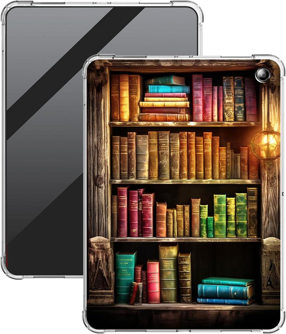 Colorful Bookshelf Clear Case for Kindle Fire HD 10 Tablet (13th Generation, 2023 Release) 10.1" Tablet Lightweight Transparent TPU Shockproof Protective Cover