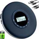 Portable CD Player, Disman CD Player for Car, Battery Powered Personal CD Music Player with Headphones Jack, Built-in 1000mAh Battery, Aux-Out Cable/TF Slot, LCD Display, Anti-Skip for Home