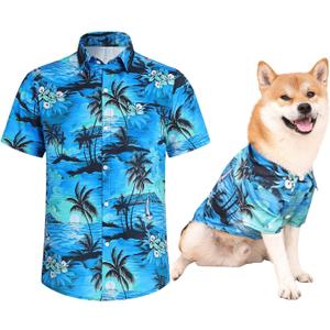 Dog Shirts Hawaii Dog Clothes for  Dogs Owner and Pet Shirts are Sold Separately, Size: L-(13.1-18lb)-Chest~20" for Pets