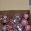 Outus 24 Pcs Christmas Balls Ornaments 1.6/2.4/3.2 Inch Large and Small Clear Glitter Ball Pink Christmas Hanging Plastic Shatterproof Christmas Tree Decor for Xmas Holiday Wedding Decoration