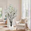 6ft Tall Cherry Blossom Artificial Tree, Handmade White Cherry Tree, Fake Flower Faux Silk Leaves Plant, Artificial Plants for Home Office Indoor Outdoor Party Wedding Christmas Decor
