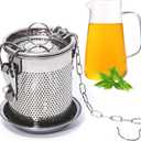 Large Tea Infuser for Loose Leaf Tea with Drip Tray, Stainless Steel 10oz Tea Pitcher Teapot Strainer and Steeper, Reusable Spice Diffuser Basket Cooking Filter