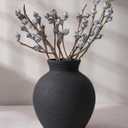 Ceramic Flower Vase Home Decor, 7.4 in Farmhouse Table Vases Retro Vintage Living Room Kitchen Bedroom Decoration Pottery Decorative Vases for Flowers House Shelf Office Desk Dining Entryway, Black