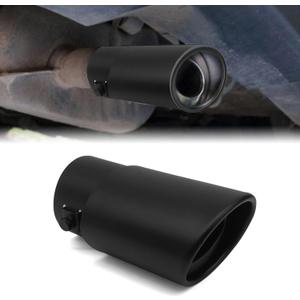 Black straight stainless steel car exhaust head 2.5 to 3.3 Adjustable Car Decoration Chrome-Plated Finish Exhaust Tailpipe, Universal Pipe Modification Tail Throat Tail Pipe
