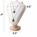 Natural Body Wood Necklace Display Stand with White Leather Soft Mat Necklace Holder Organizer Desktop Stand for Home Store Dresser-3.3"x5.8"x8.4"