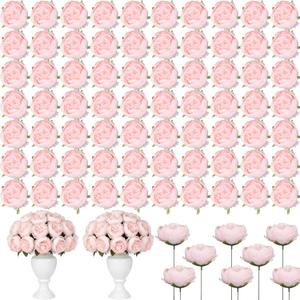 Suncalla 100 Pcs Artificial Peony Flower Bulk Silk Peony Flowers Heads with Stems Realistic Fake Roses for DIY Wedding Craft Bridal Bouquets Table Centerpieces Vase Home Decor (Pink,3.5 Inch)