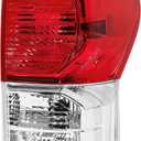 HECASA RH Tail Light Compatible with 2007-2013 Toyota Tundra Pickup Replacement for TO2801183 TO2801165 Halogen Rear Brake Tail Lamp Assembly(Red Lens+Clear Lens+Chrome Housing) (Right Side)