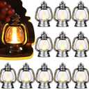 Ferraycle 12 Pcs Mini Lantern Decor 4 Inch Western Lantern Table Centerpiece Small Vintage Camping Hanging Lamp Ornaments Bulk for Cowboy Cowgirl Wedding Halloween Christmas (4 Inch,Silver)