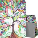 Fintie Folio Case for Amazon Kindle Fire HD 8 & Fire HD 8 Plus Tablet (12th Generation/10th Generation, 2024/2022/2020 Release)- Slim Fit Vegan Leather Stand Cover with Auto Sleep/Wake, Love Tree