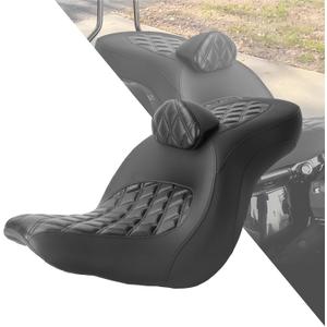 HDBUBALUS Motorcycle One-piece Seat Driver& Passenger Seat Fit for Harley Softail Low Rider FXLR FXLRS FXLRST 2018-later (#2 Seat w/Pad-Rhombus)