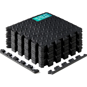 Yes4All 12, 16, 36 SQ. FT Puzzle/Interlocking Exercise Mat Tiles for Home Gym, Exercise EVA Foam Floor Padding with Border for Workout Equipment 22PCS
