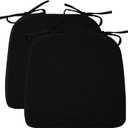 RUQMUISChair Cushions for Dining Chairs, 2" Thick Seat Cushions for Kitchen Chairs, D-Shaped Chair Pads with Washable Cover, Ties and Non Slip Backing, 17'' x 16'', Set of 2, Black