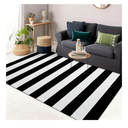 OLANLY Black and White Striped Rug 3' x 5' – Washable Cotton Indoor Outdoor Doormat for Front Door, Entryway, Kitchen, Porch, Patio Decor
