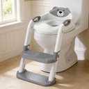 Potty Training Seat with Step Stool Ladder, Toddler Toilet Seat for Boys Girls, Adjustable 6 Heights Fits Round & Elongated Toilets, Anti-Slip Pads & Leak-Proof Guard
