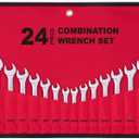 24-Piece All-Purpose Master Combination Wrench Set with Roll-up Pouch | SAE 1/4 to 1, Metric 8mm to 24mm | Perfect for General Household, Garage, Auto Repairs, Car, Truck, Boat, and Travel Emergency