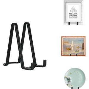 Artliving Plate Stands for Display - Plastic Easel Stand Plate Holder Display Stand Picture Frame Stand for Pictures | Photo|Decorative Plate |Dish | Tabletop Art - 6 inch-Black