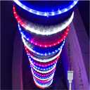 Russell Decor 50ft/15m Led Rope Lights Lamps Kit Indoor Outdoor Decorative Lighting for Patriotic 4th of July Memorial Day Decor Party Trees Patio Deck Flexible String Tube Lights- Blue Red White