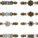 8PCS Retro Sweater Clips for Cardigans, Vintage Waist Clips for Dresses, Multiple Style Clothing Fasteners for Shirt Backs and Shawls, for Assorted Women's Apparel (Copper-colored 1)