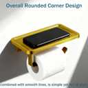 Brushed Gold Toilet Paper Holder with Shelf, Premium Lightweight Aluminum Alloy, Self Adhesive Toilet Tissue Roll Holder Wall Mount for Bathroom, Washroom, Kitchen, RV with Phone Storage