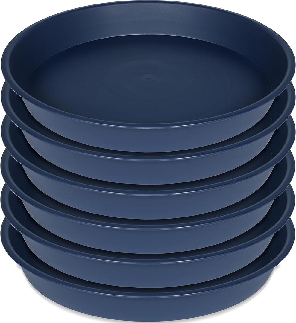 6 Pack Plant Saucer Drainage Tray, Plastic Plant Water Tray, 6 inch Flower Saucers for Indoors, Plant Dishes for Pots Base (6 inch, Blue)