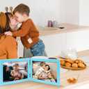 Double 5x7 Horizontal Combo, Soft-Blue Wood Picture Frame, 4.5x6.5 Opening Foldable Landscape View Photo Frame on Table-top or Wall