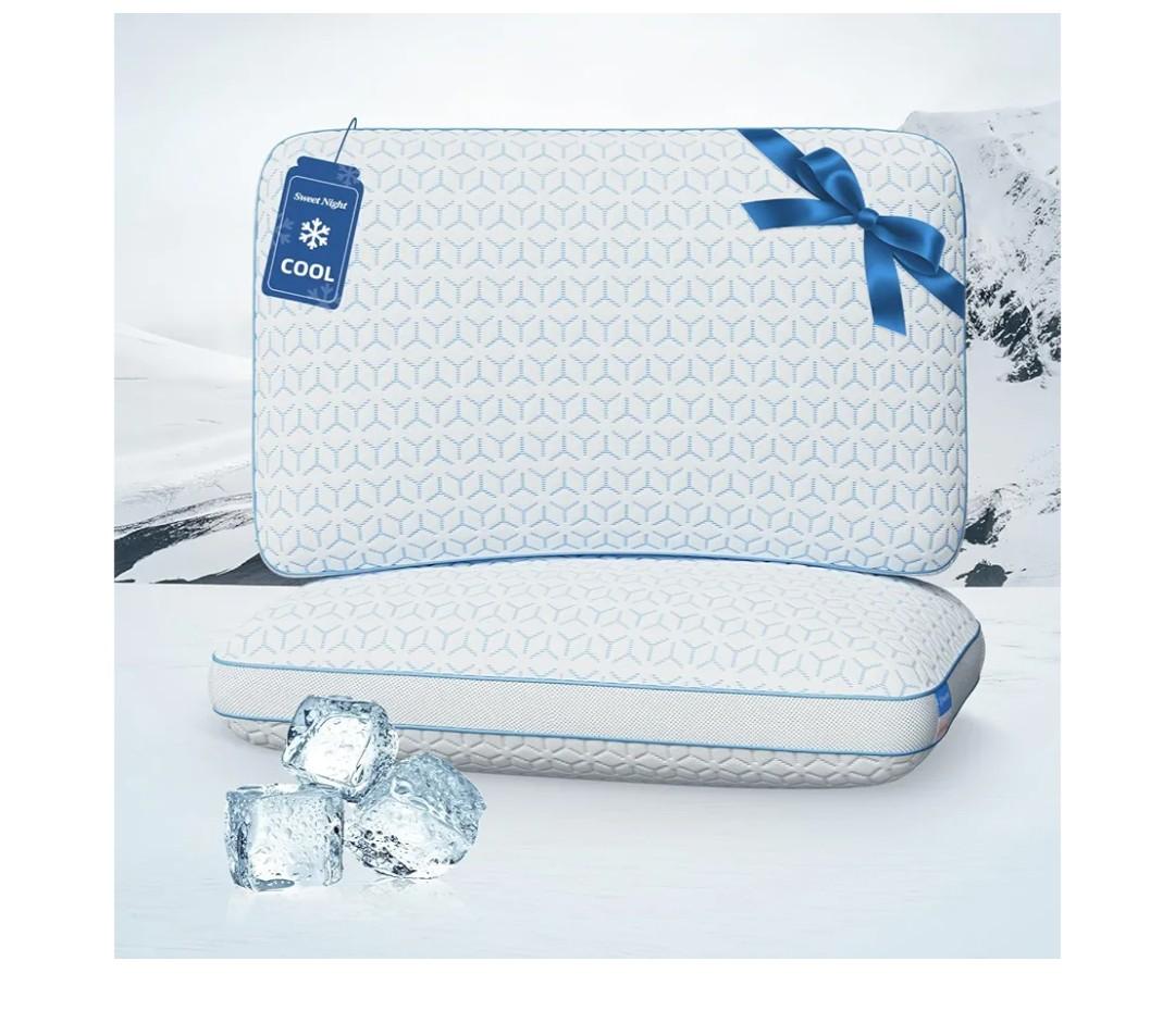 Sweetnight Cooling Pillows Queen Size Set of 2, Shredded Memory Foam Pillows 2 Pack for Hot Sleepers, Cold Bed Pillows for Sleeping, Washable with Removable Cover, Cool Night